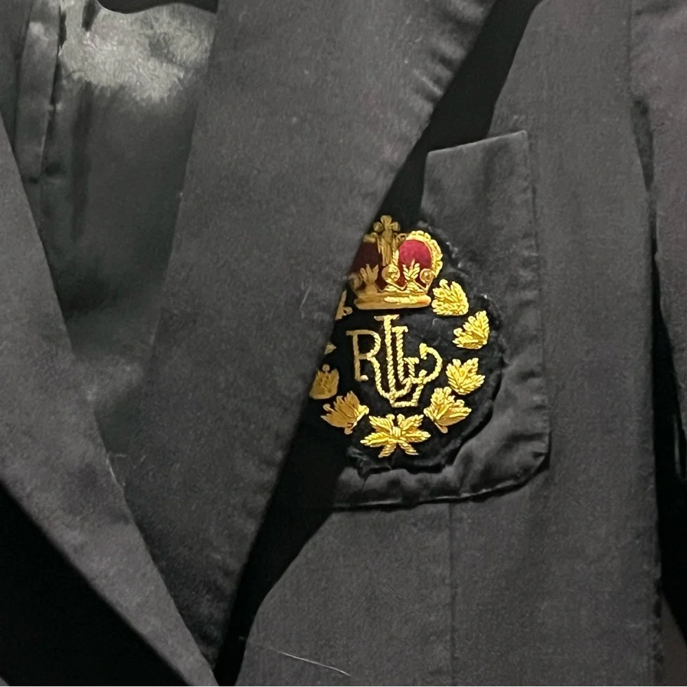 Vintage 100% Wool USA Made Ralph Lauren Double Breasted Crested Blazer Jacket 6 - Picture 6 of 14